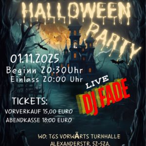 Eintrittskarten für die Halloweenparty -01.11.2025